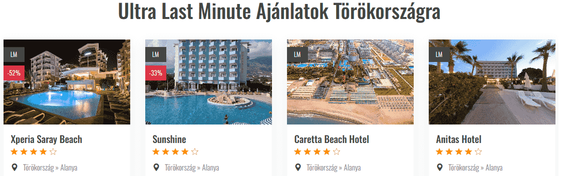 Ultra last minute ajánlatok Törökországba